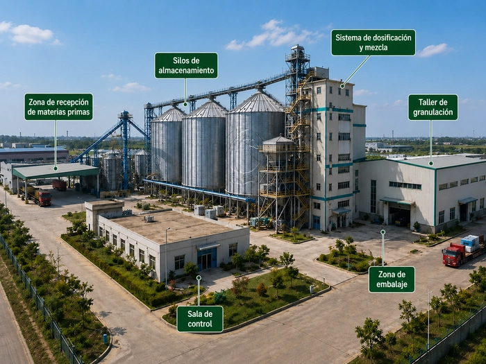 Planta_Completa_De_Produccion_De_Alimentos_Animales_Con_Silos_Mezcla_Peletizado_Control_Y_Embalaje