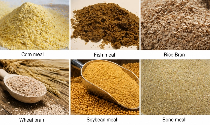 Materias_Primas_Para_Alimento_Flotante_Para_Peces_Incluyendo_Harina_De_Maiz_Harina_De_Pescado_Salvado_De_Arroz_Salvado_De_Trigo_Harina_De_Soja_Y_Harina_De_Hueso
